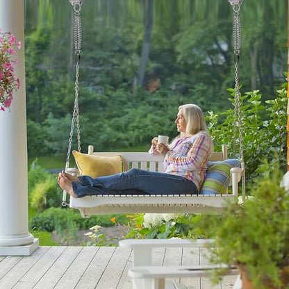 SELEWARE Porch Swing Hanging Kit Stainless Steel Swing Hangers with Spring - color: 180° Swing Hanger With Spring (2 Pack)