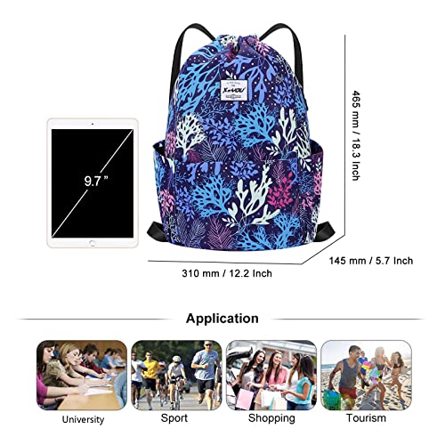 XEYOU Drawstring Backpack Bag Sport Gym Sackpack Beach Cinch Bag | Lightweight Swimming Bag, Water-Resistant Fabric, Travel Daypack for Women and Men - color: Tree Pattern
