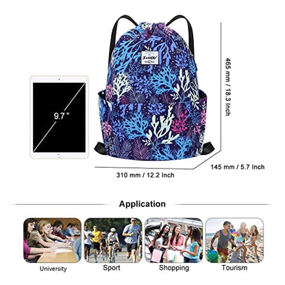 XEYOU Drawstring Backpack Bag Sport Gym Sackpack Beach Cinch Bag | Lightweight Swimming Bag, Water-Resistant Fabric, Travel Daypack for Women and Men - color: Tree Pattern