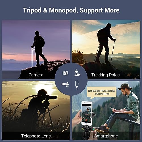SmallRig T-10 68" Foldable Aluminum Camera Tripod/Monopod | Max. Payload 33lb, Height Adjustable from 19.7" to 67.7", Works With Cameras and Phones.