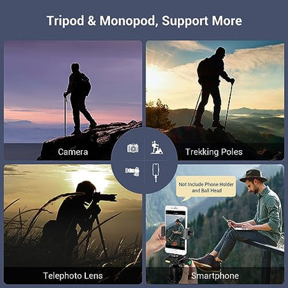 SmallRig T-10 68" Foldable Aluminum Camera Tripod/Monopod | Max. Payload 33lb, Height Adjustable from 19.7" to 67.7", Works With Cameras and Phones.
