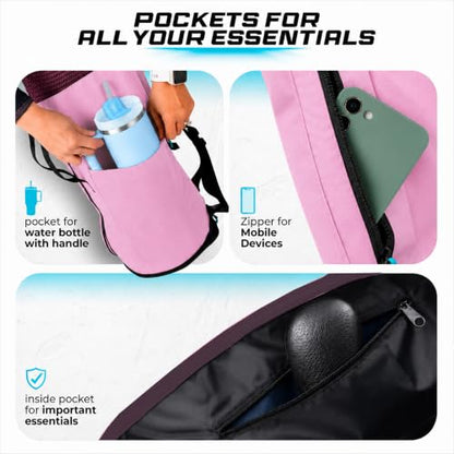 MAGNILAY Expandable Yoga Mat Bag, Adjustable Strap, Black, Large - color: Pink