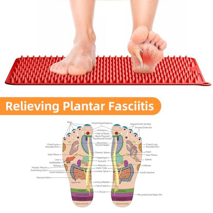 Acupressure Mat for Foot Massage, Silicone Foot Reflexology Mat | Portable Feet Mat for Plantar Fasciitis Relief and Muscle Relaxation - color: Red