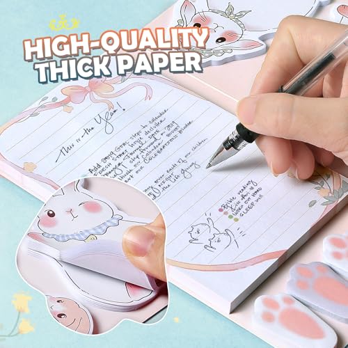 Hommie Cute Sticky Notes Set, Sticky Notes Set Planner Dividers, Easter Bunny Self-Stick Memo Pads with Animal Divider Tabs, Bundle Writing Designs for Office, School, Easter Party Supplies - color: Rabbit(pink Background)