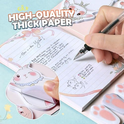 Hommie Cute Sticky Notes Set, Sticky Notes Set Planner Dividers, Easter Bunny Self-Stick Memo Pads with Animal Divider Tabs, Bundle Writing Designs for Office, School, Easter Party Supplies - color: Rabbit(pink Background)