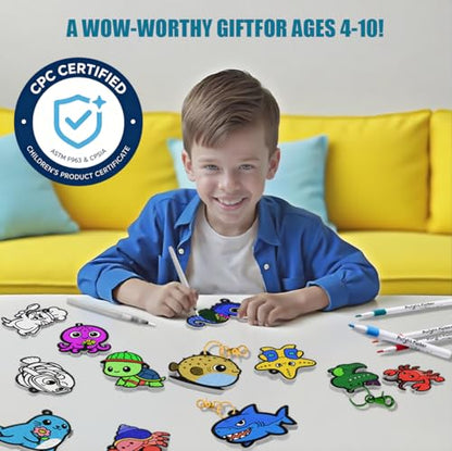 WurLoo Aqua Magic Puffs Paint 3D Art Kit Ocean Panl,Mess-Free Craft for Kids, DIY Color & Inflate Activity, Travel Toys & Creative Gifts for Girls and Boyd Ages 4, 5, 6, 7, 8, 9, 10 - color: Ocean Panl