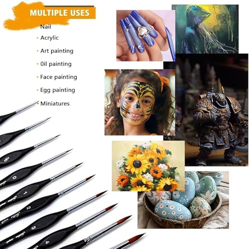 Golden Maple Detail Paint Brushes Set 10pcs | Miniature Brushes, Fine Detailing & Art Painting, Acrylic, Watercolor, Oil, Models - style: 10BK