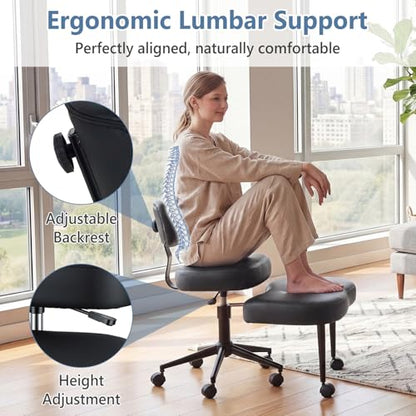 DUMOS ADHD Meditation Chair, Cross Legged Home Office Desk Chair - color: Black