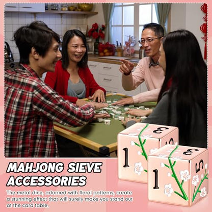 2 Pcs Mahjong Dice Metal, Modern, Rose Gold | D6 Mah Jong Dice,Standard Size Mahjong Dice, Durable Material, Replacement for Lost Dice, Board Game Mahjong Supplies - color: Rose Gold, size: Modern