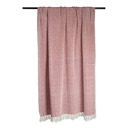 DII Herringbone Striped Collection Cotton Throw Blanket, 50x60, Barn Red - color: Barn Red, size: 50x60"