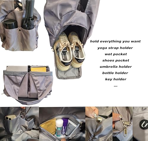 Yoga Bag for Women, Gym Tote Bag with Shoe Compartment & Wet Dry Pocket, Water Resistant Yoga Mat Bag with Adjustable Strap