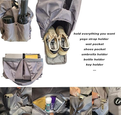 Yoga Bag for Women, Gym Tote Bag with Shoe Compartment & Wet Dry Pocket, Water Resistant Yoga Mat Bag with Adjustable Strap