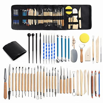 Clay Tools 52PCS Pottery Tools Clay Sculpting Tools Polymer Clay Tools Kit Ceramic Tools for DIY Handcraft Modeling Clay Carving Tools Set - color: 52PCS