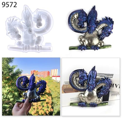 3D Dragon Wall Decor Silicone Molds Set, Welcome Sign and Baby Dragon Resin Casting Molds, DIY Home Decoration