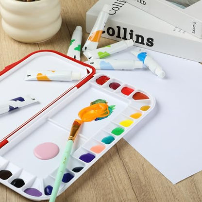 Mr. Pen- Airtight Watercolor Palette with Lid, 18 Wells & 2 Mixing Areas (Pack of 2) - color: Red, size: 2 Pack