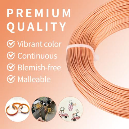 18 Gauge Aluminum Craft Wire, 164FT 1mm Bendable Metal Wire for Jewelry Making, Wreath Making, Beading(Champagne Gold) - color: Champagne Gold