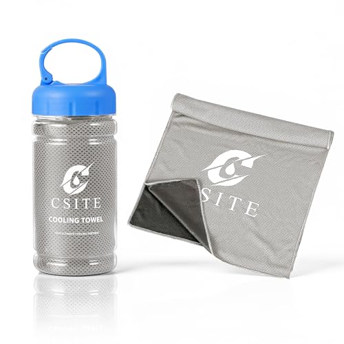 CSITE Cooling Towels (47"x12") for Neck and Face, Ice Towel for Hot Weather, Soft Breathable Chilly Gym Towels, Microfiber Towel for Work Out, Yoga, Running, Camping & More Activities（Light Gray） - color: Light Gray