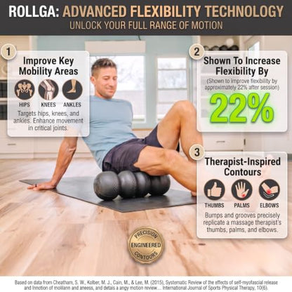 Rollga - High Density Foam Roller for Exercise & Back Pain, 18 inches - color: Silver
