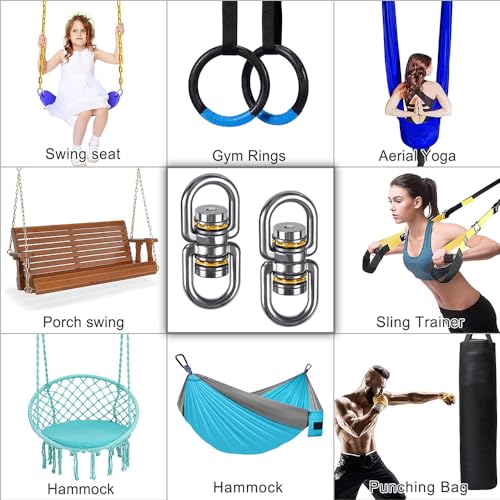 SELEWARE Heavy Duty Bearing Swing Swivel, 360° Rotation Hanging Accessory - color: Swivel Only, 2 Pack