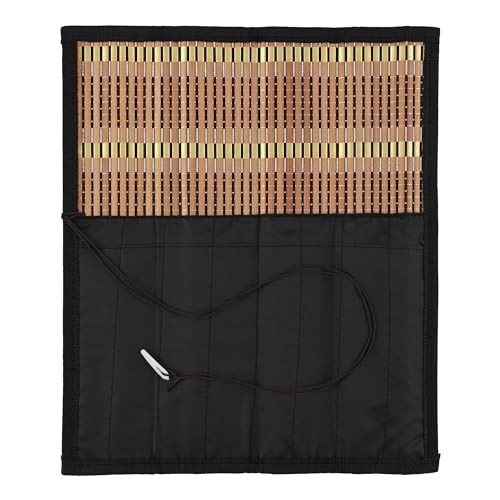 Creative Mark Paint Brush Roll Up Case - Bamboo Brush Mat with Tie Closure, 8 Large Pockets for Short and Long Handle Brushes, Breathable Design for Artists, Teachers, Students - size: Large