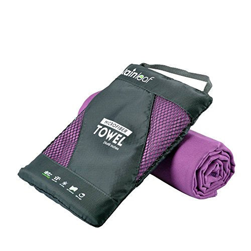 Rainleaf Microfiber Towel Quick Dry Camping & Travel & Gym Towel. Compact | Super Absorbent, Lightweight, Fast Drying. Suitable for Beach, Bath, Backpacking, Hiking, Swim. - color: Purple, size: 24.00" x 12.00"