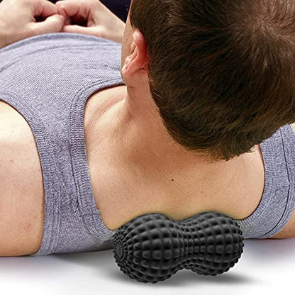 SELEWARE Peanut Massage Ball, Peanut Double Lacrosse Massage Roller Ball for Back Neck Shoulder Spine Legs Hips, Deep Tissue Peanut Roller Ball Trigger Point Muscle Massage Ball, Black - color: Black