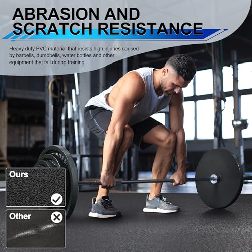 BesWin Large Exercise Mat 8' x 4'(6mm), Extra Thick Workout Mats for Home Gym Flooring, High Density Non-Slip Gym Mats Fitness Mat for Cardio, Weights, Jump Rope, Fitness - Use With or Without Shoes