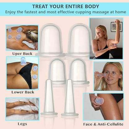 Black Acupressure Mat & Pillow + 6-Cup Cupping Set Bundle