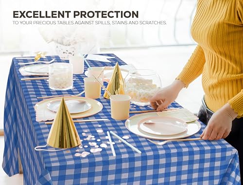 Utopia Kitchen Plastic Table Cloth Disposable [Blue Check, 12 Pack] | Rectangle Tablecloth Waterproof Stain Resistant Party Table Cover - color: Blue Check, size: 54X108 Inch - 12PC