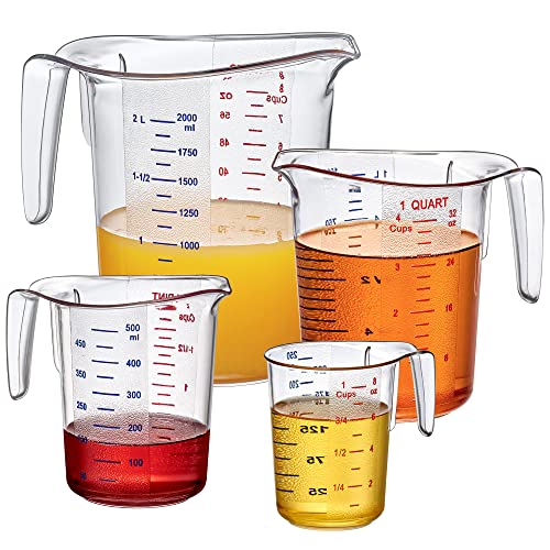 Melissa - Plastic Measuring Cups (4-Piece Set), Food-Grade Measuring Jugs, 1/2/4/8-Cup Capacity, Unbreakable, Stackable, Dishwasher-Safe, Great for Oil, Vinegar, Flour, and More - style: 4-Piece Set (1/2/4/8-Cup)