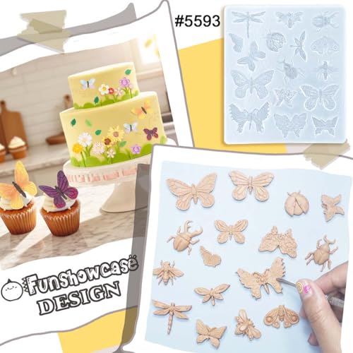 Butterfly and Insects Mold Silicone for Fondant, Air Dry Clay, Resin Crafts - color: Insects #5593
