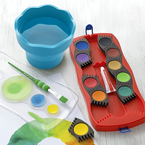 Faber-Castell Clic & Go Portable Paint Water Cup with Brush Holder, Turquoise - Collapsible Paint Brush Cleaner Rinse Cup, Travel Friendly Painting Accessories - size: 1 Count (Pack of 1)