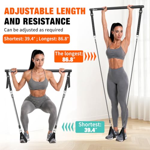Bbtops Pilates Bar Kit with Resistance Bands,Pilates Bar with Stackable Bands Workout Equipment for Legs,Hip,Waist and Arm,Exercise Fitness Equipment for Women & Men Home Gym Yoga Pilates - color: Glossy Black