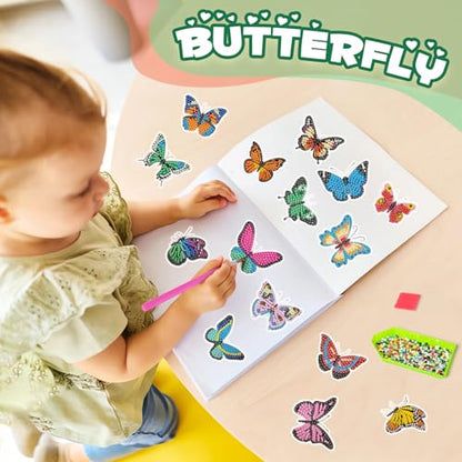 Labeol Diamond Art Kits for Kids Boys and Girls Ages 6-8-10-12 Easy to DIY Creative Diamond Art Sticker Craft by Numbers Kits for Kids and Adult Beginners (Shining Butterfly) - style: Shining Butterfly