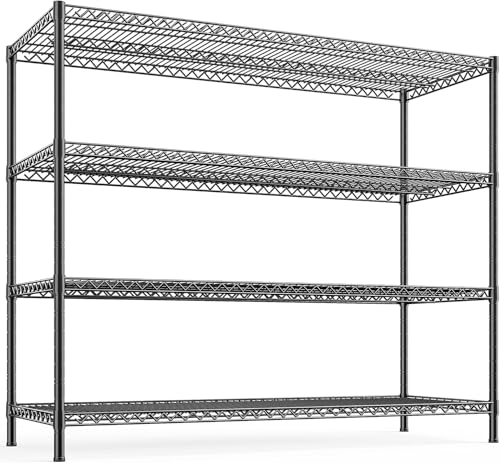 REIBII 4-Tier 2560LBS Heavy Duty Shelving,55.5"W Adjustable Storage Shelves | 2560 lbs commercial shelf,heavy-duty steel,25mm rods,powder-coated rust-proof,adjustable tiers, ool-free,garage, warehouse - size: 55.5"H x 55.5"W x 18"D