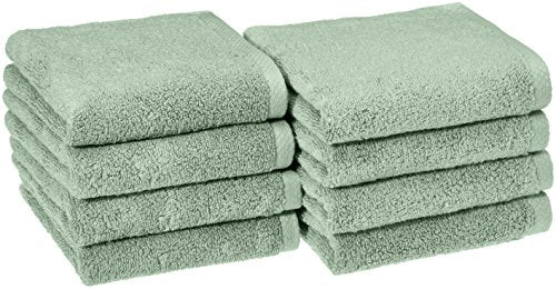Amazon Basics Lightweight Quick-Dry Hand Towels, 100% Cotton, 28" x 16", Seafoam Green, 8-Pack - color: Seafoam Green, size: Hand Towel, style: Hand Towel (Pack of 8)