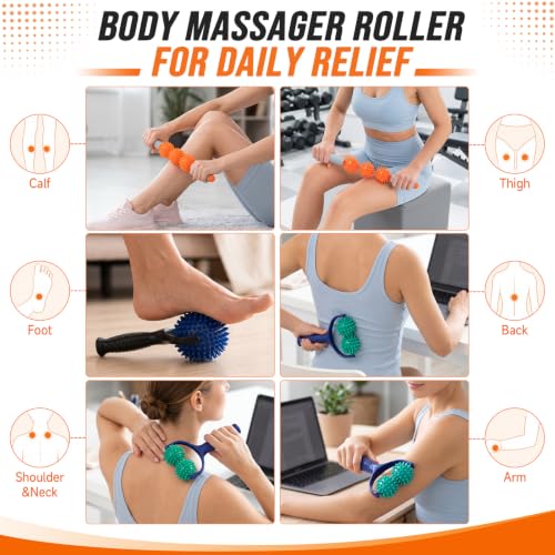 4 Pcs Manual Full Body Massage Tool Set with 5 Finger Rings