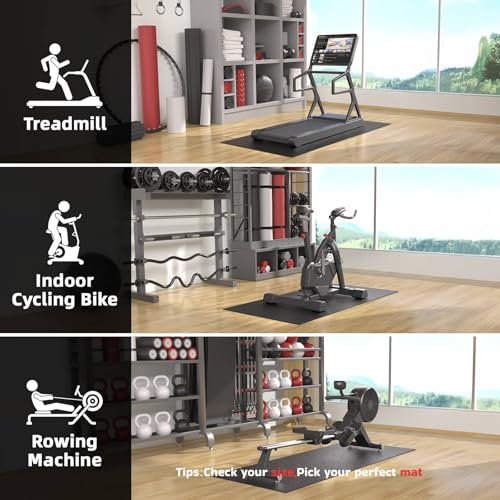 GymCope Treadmill Mat for Hardwood Floor Carpet 7'x3'/6'x3'/6'x2.5'/4'x2' - color: 48"x24"x6mm-black