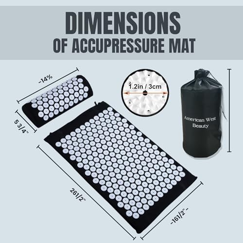 Acupressure Mat & Pillow Set with Carry Bag | Natural Back & Neck Relief | Full Body Acupuncture Massage Mat for Relaxation, Circulation & Better Sleep