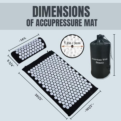 Acupressure Mat & Pillow Set with Carry Bag | Natural Back & Neck Relief | Full Body Acupuncture Massage Mat for Relaxation, Circulation & Better Sleep