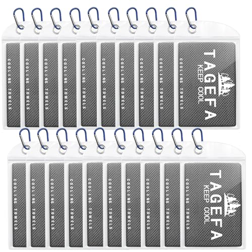Cooling Towels 20 Pack, 40"x 12" Cooling Rags Neck Wraps for Sports with Carrying Pouch, Gym Cooling Neck Towels for Hor Weather, Sweat, Fitness, Travel - color: 20darkgrey