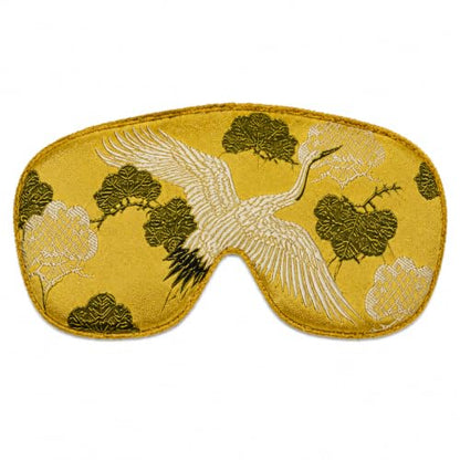 Opulence Weighted Sleep Eye Mask with Flaxseed Filling, Satin & Velvet, Adjustable Strap, Light Blocking for Meditation, Hot & Cold Therapy, Travel - Golden Botanic - color: Golden Botanic