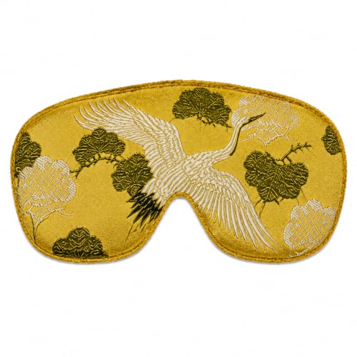 Opulence Weighted Sleep Eye Mask with Flaxseed Filling, Satin & Velvet, Adjustable Strap, Light Blocking for Meditation, Hot & Cold Therapy, Travel - Golden Botanic - color: Golden Botanic