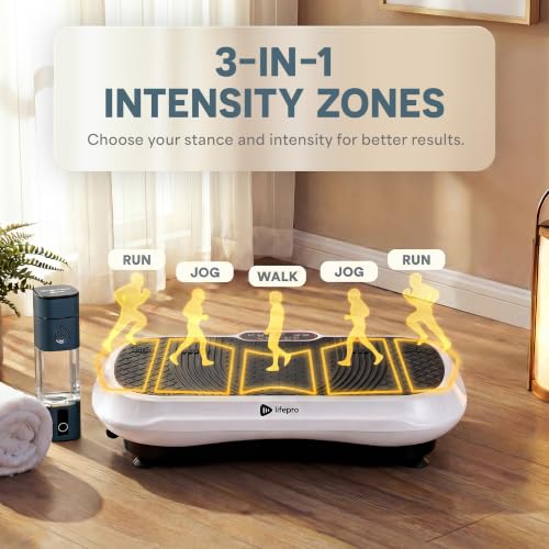 Lifepro Waver Vibration Plate Exercise Machine with 99 Speeds & 10 Presets | Resistance Bands, Non-Slip Surface, 330 lbs Capacity — Vibration Plate for Lymphatic Drainage, Body Toning, Full-Body Workout - color: White