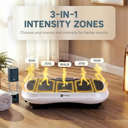 Lifepro Waver Vibration Plate Exercise Machine with 99 Speeds & 10 Presets | Resistance Bands, Non-Slip Surface, 330 lbs Capacity — Vibration Plate for Lymphatic Drainage, Body Toning, Full-Body Workout - color: White
