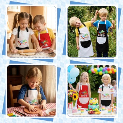 2/3 Pack Artist Aprons for Painting Crafting Cooking Gardening | Art Apron with Pockets Bib Aprons for Painting Crafting Cooking Baking Art Gardening - color: Black, White, Red