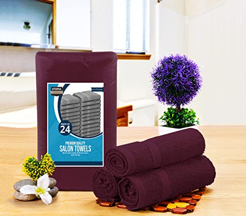 Utopia Towels Salon Towels, Pack of 24, 16x27 in, 100% Cotton, Burgundy - color: Burgundy, size: 24 Pack