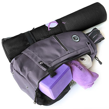AURORAE Yoga Mat/Gym/Pickleball Cross-body Sling Back Pack. Mat sold separately - color: Grey