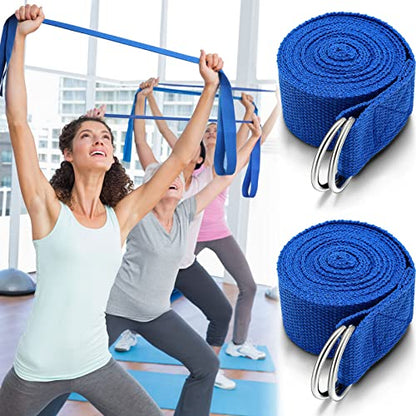 6 Pcs Yoga Straps for Stretching 8 Ft, Safe D Ring Buckle - color: Royal Blue