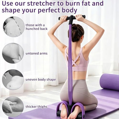 6-Tubes Tension Rope, Multifunction Elastic Yoga Pedal Puller Resistance Band, Natural Latex Tension Rope Fitness Equipment, for Abdomen, Waist, Arm, Leg Stretching Slimming Training - color: Purple